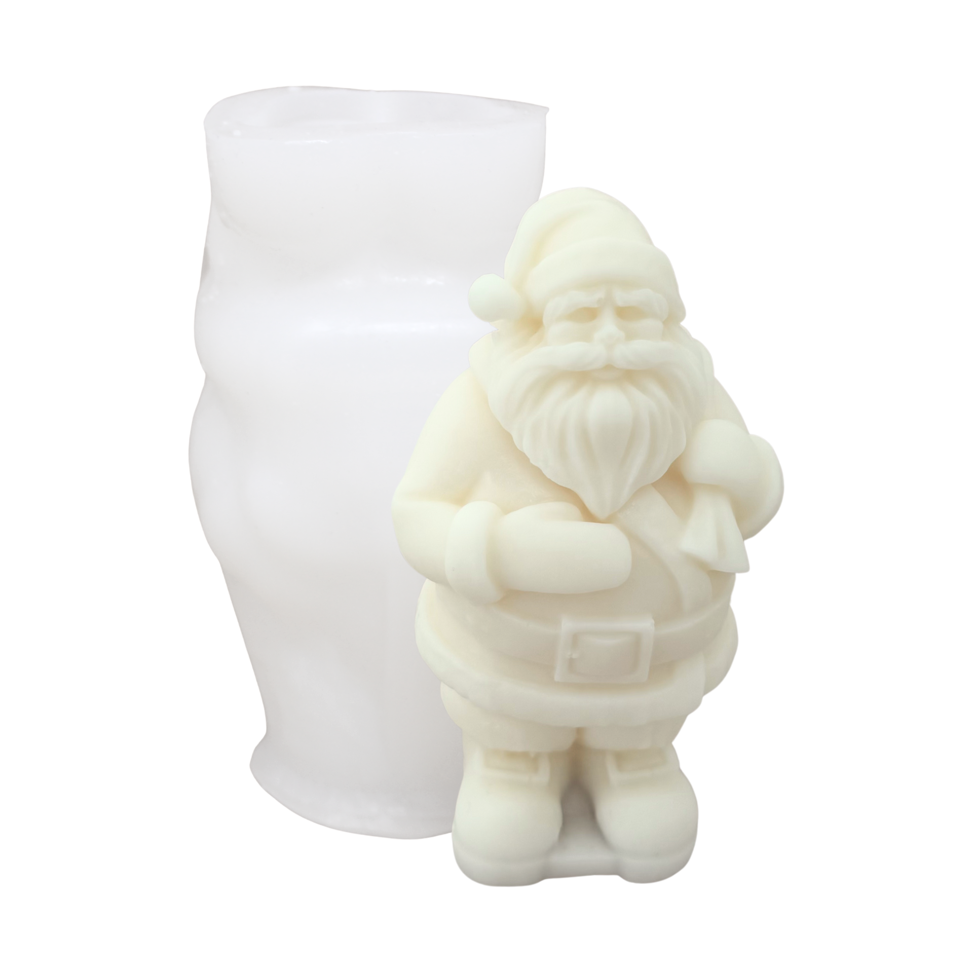 Kerzenform – Weihnachtsmann mit Beispielkerze