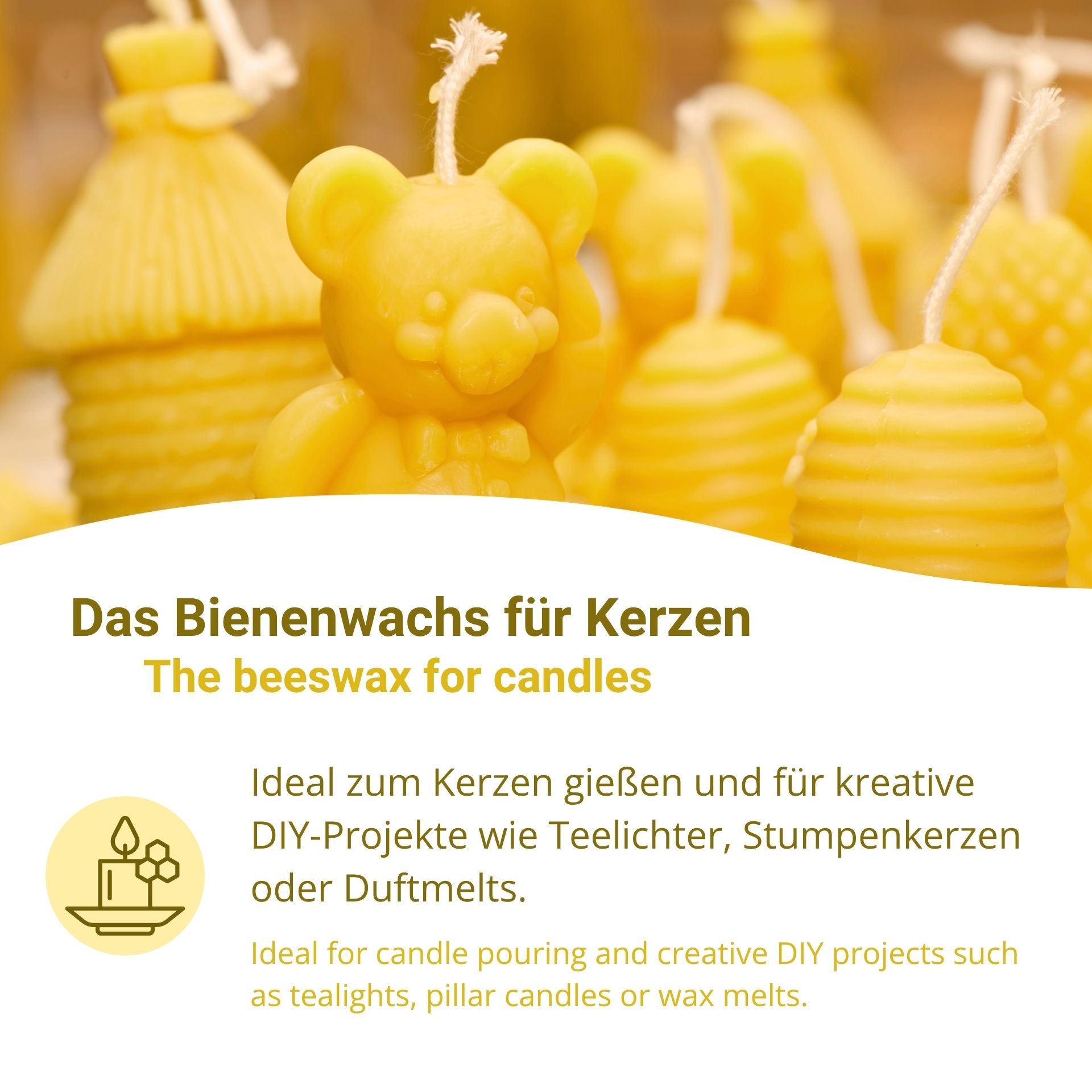 Naturgelbe Bienenwachs-Pastillen für Kerzen (RAL)