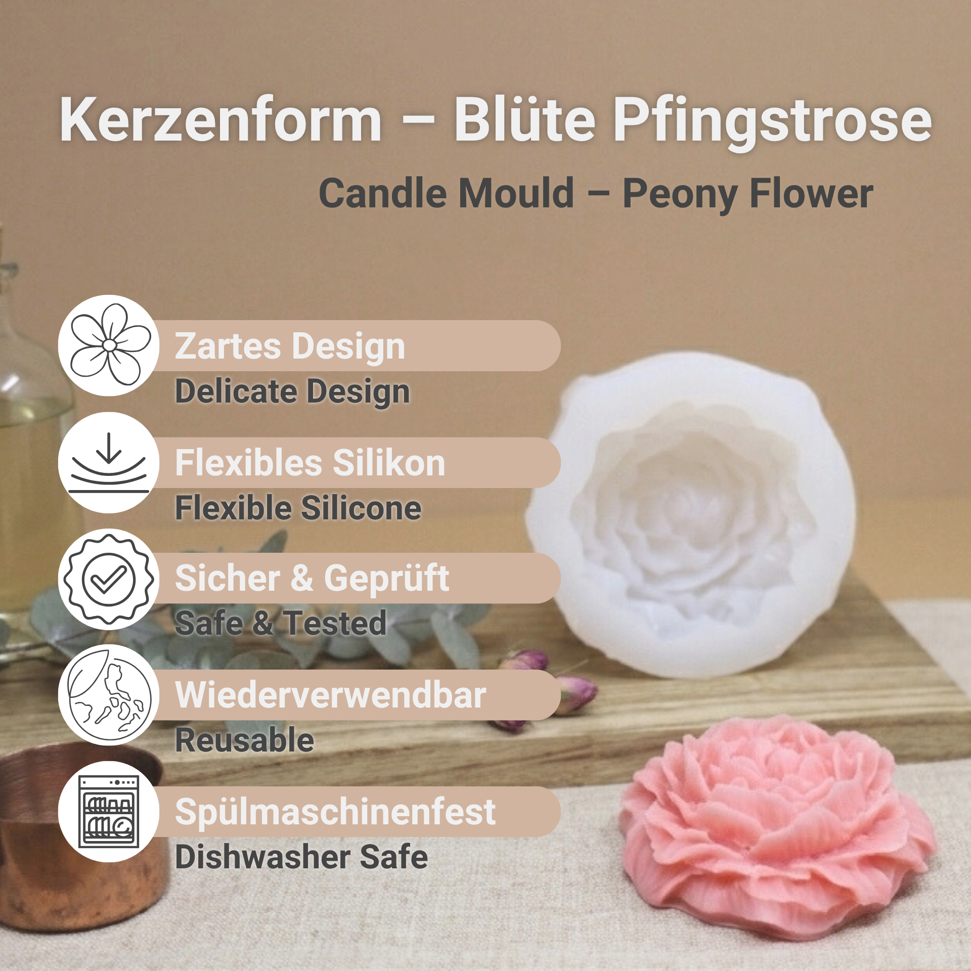 Vorteile unserer Blüte Pfingstrose Kerzenform