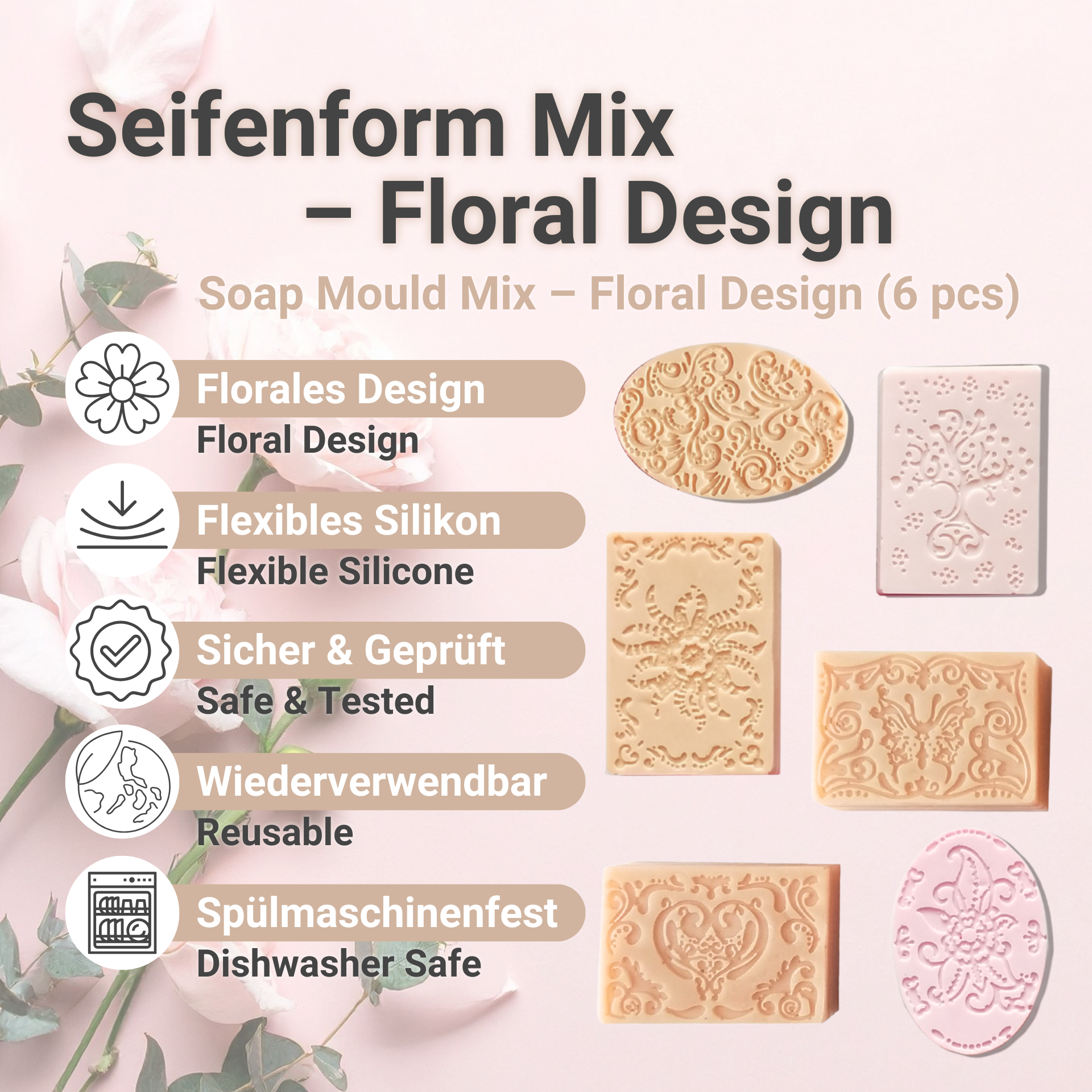 Seifenform Mix – Floral Design Vorteile