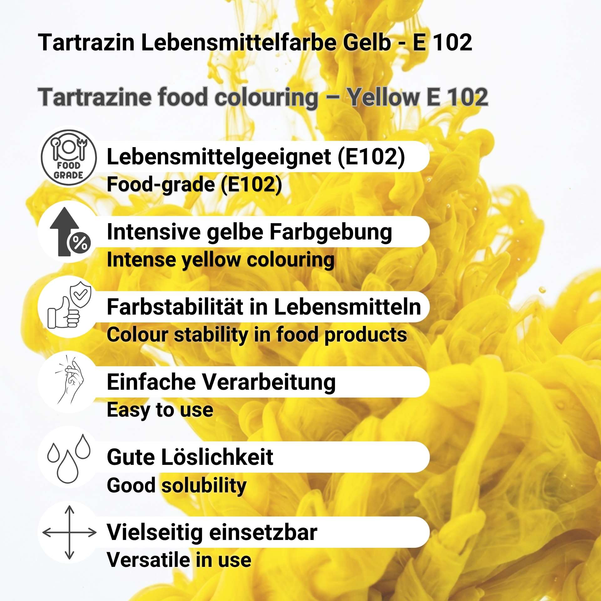 Tartrazin Lebensmittelfarbe Gelb - E 102