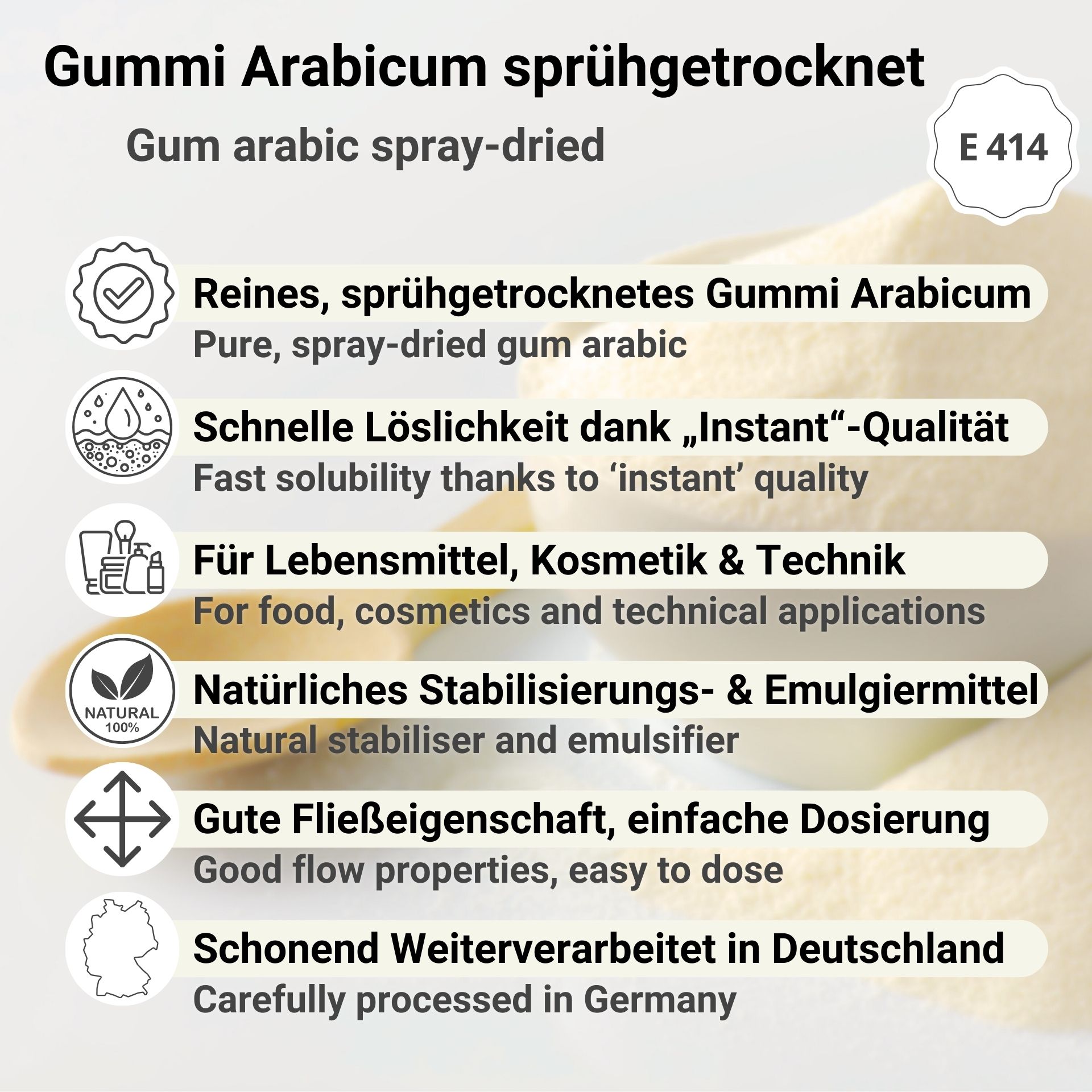 Gum Arabic Spray-Dried Powder E 414