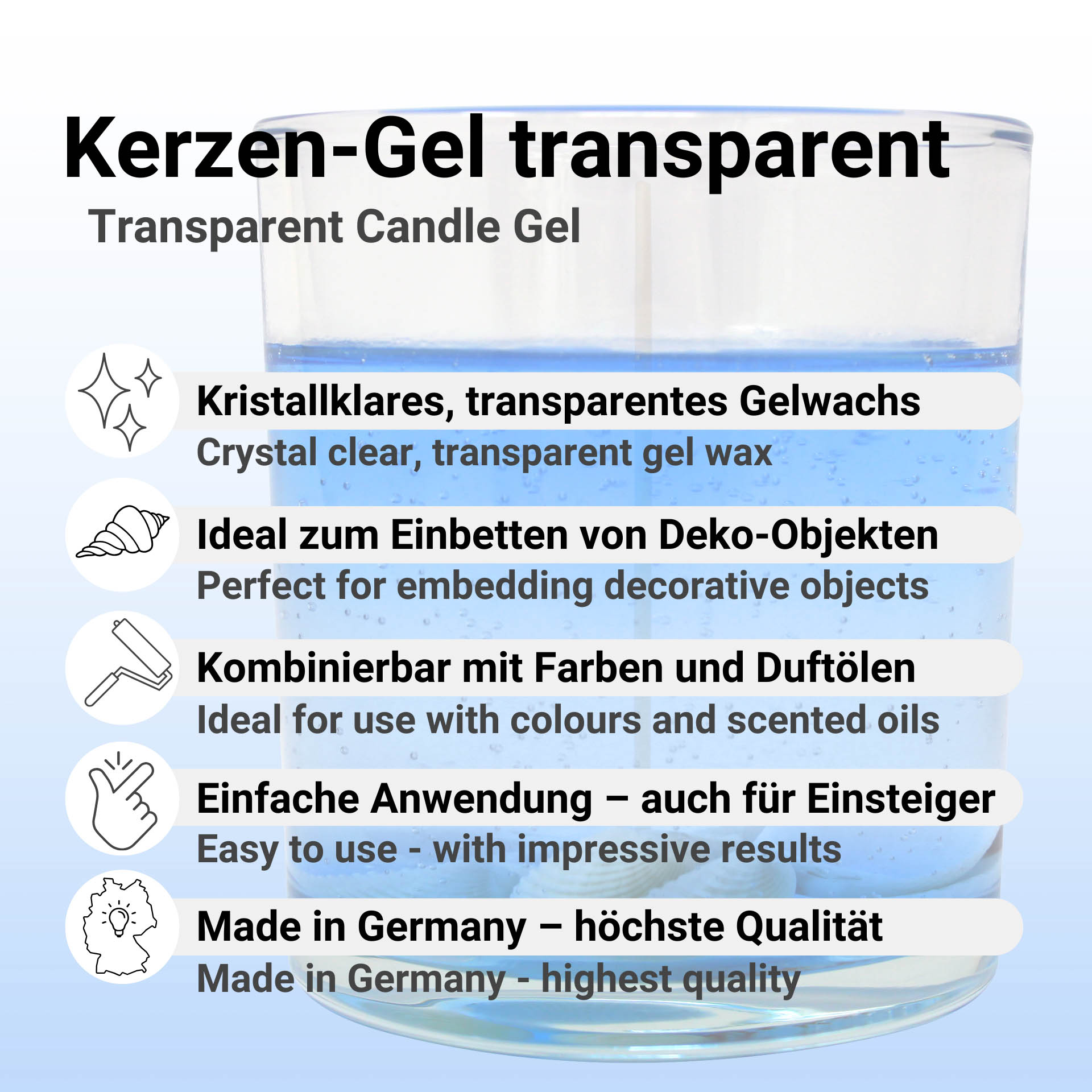 Kerzen-Gel transparent – Kristallklares Gelwachs zum Kerzen gießen