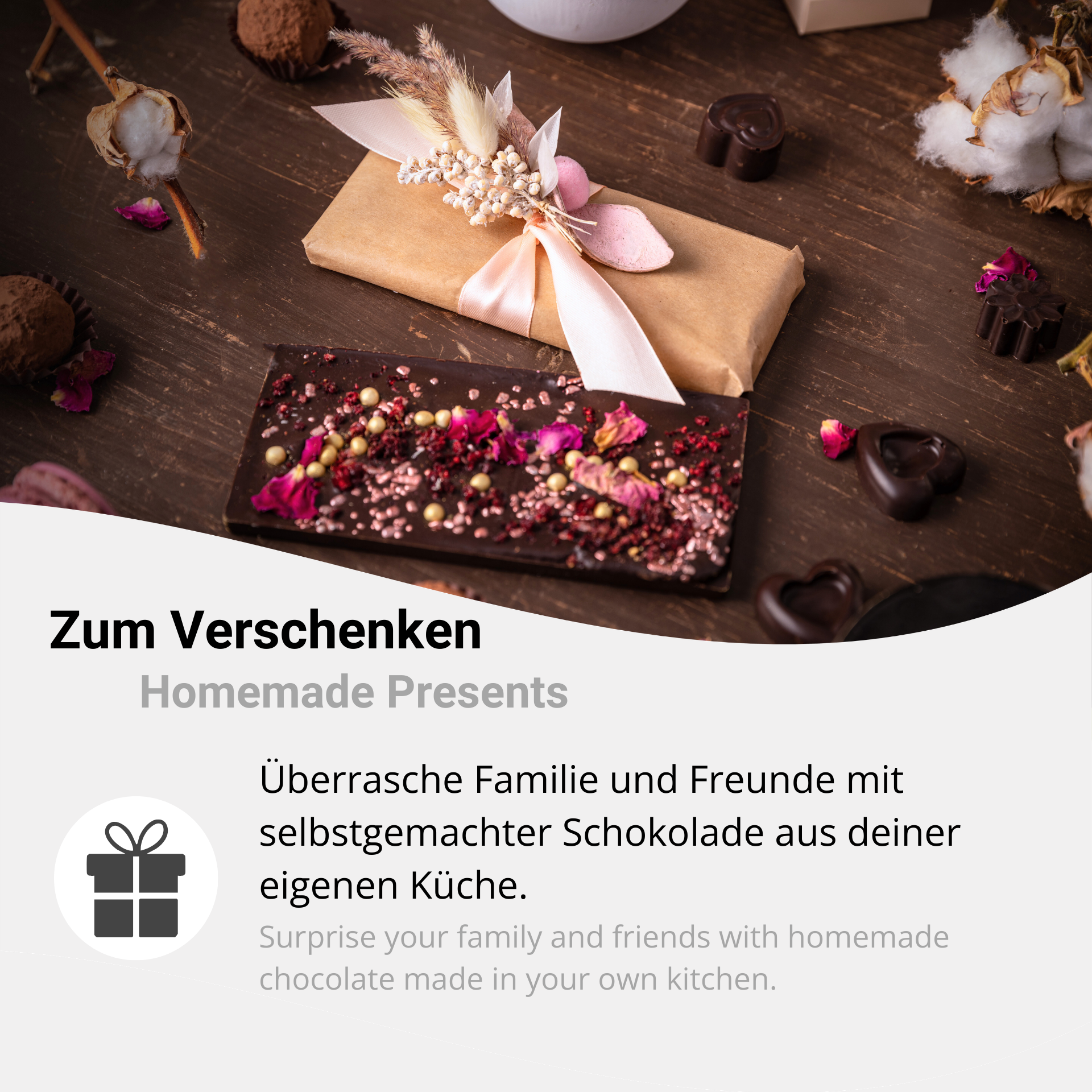 Verschenke selbstgemachte Schokolade