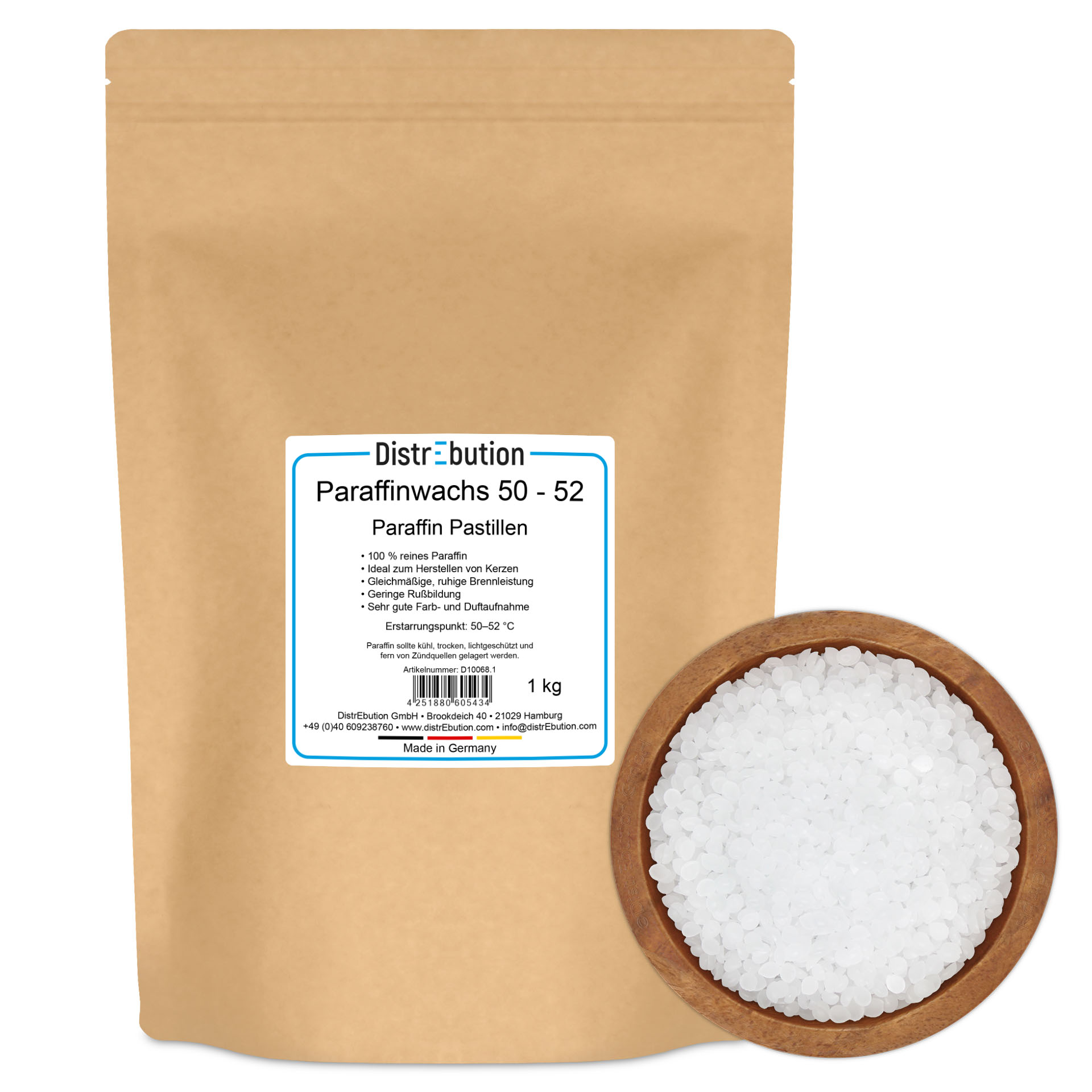 Paraffinwachs Pastillen 50–52 °C, Vollraffiniert, Made in Germany