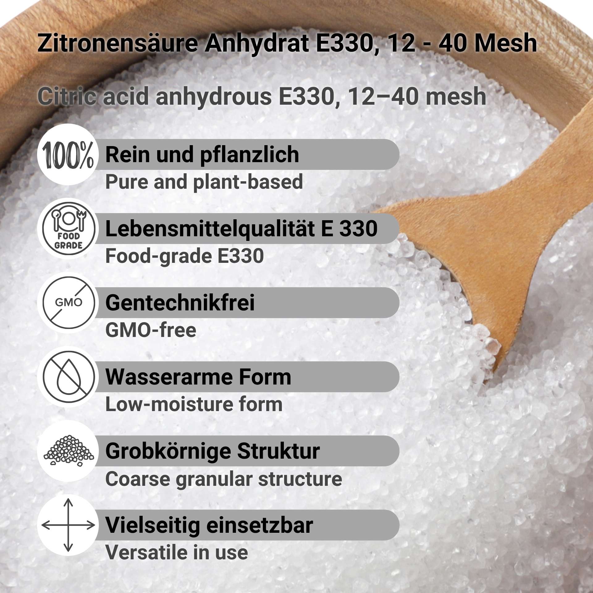 Zitronensäure Anhydrat E330, 12 - 40 Mesh