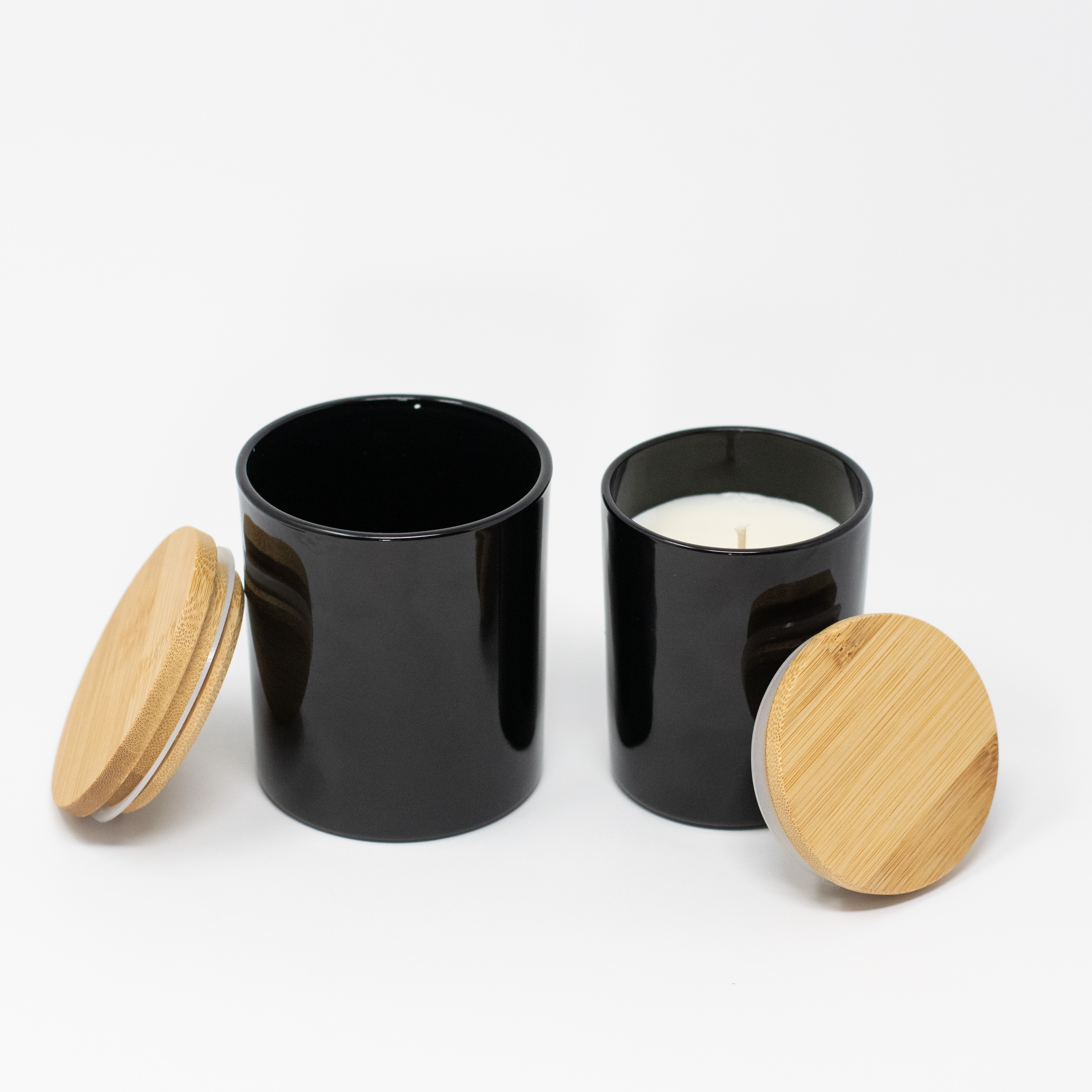 Glass Candle Jar Black Glossy 300 ml