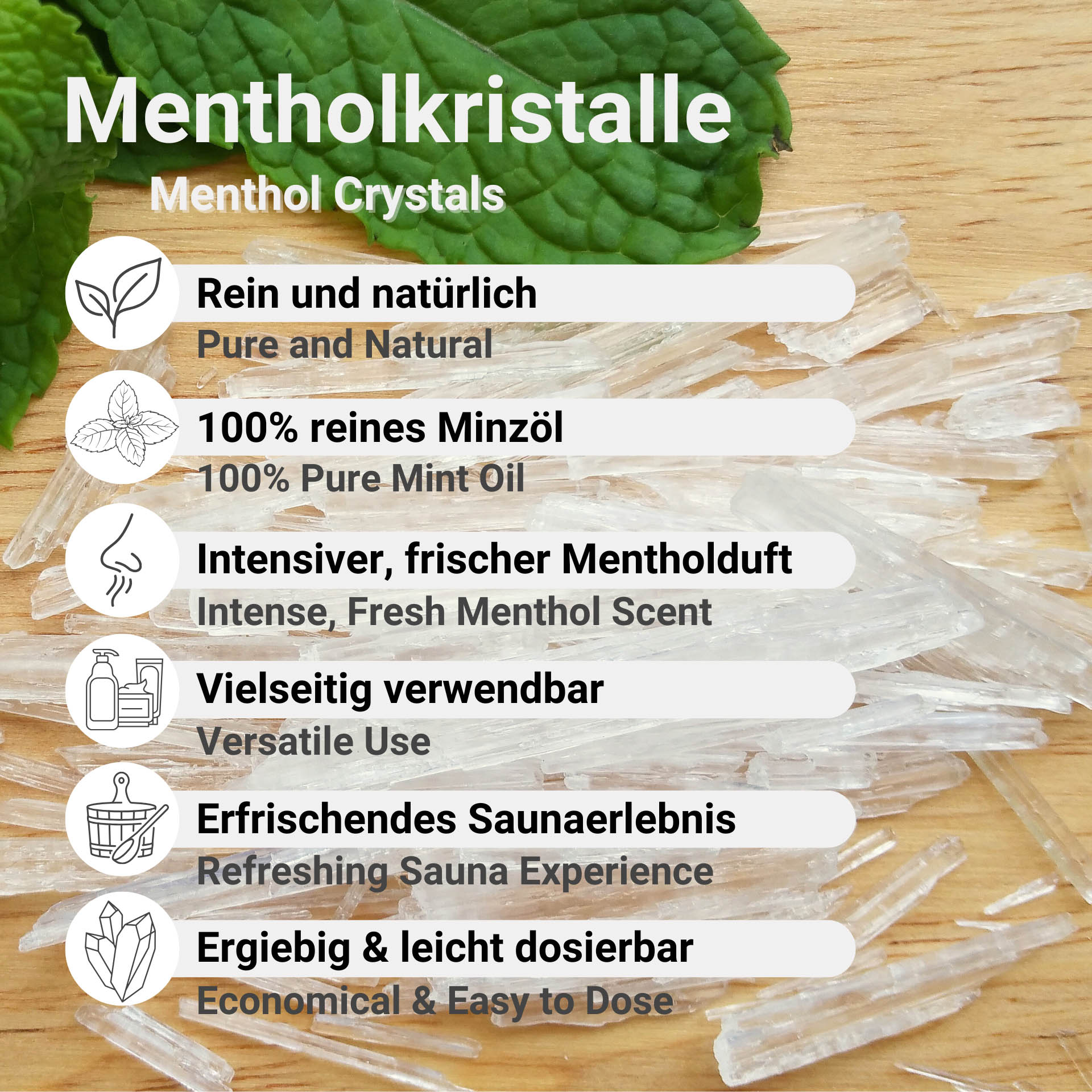 Menthol Crystals from 100% Mint Oil