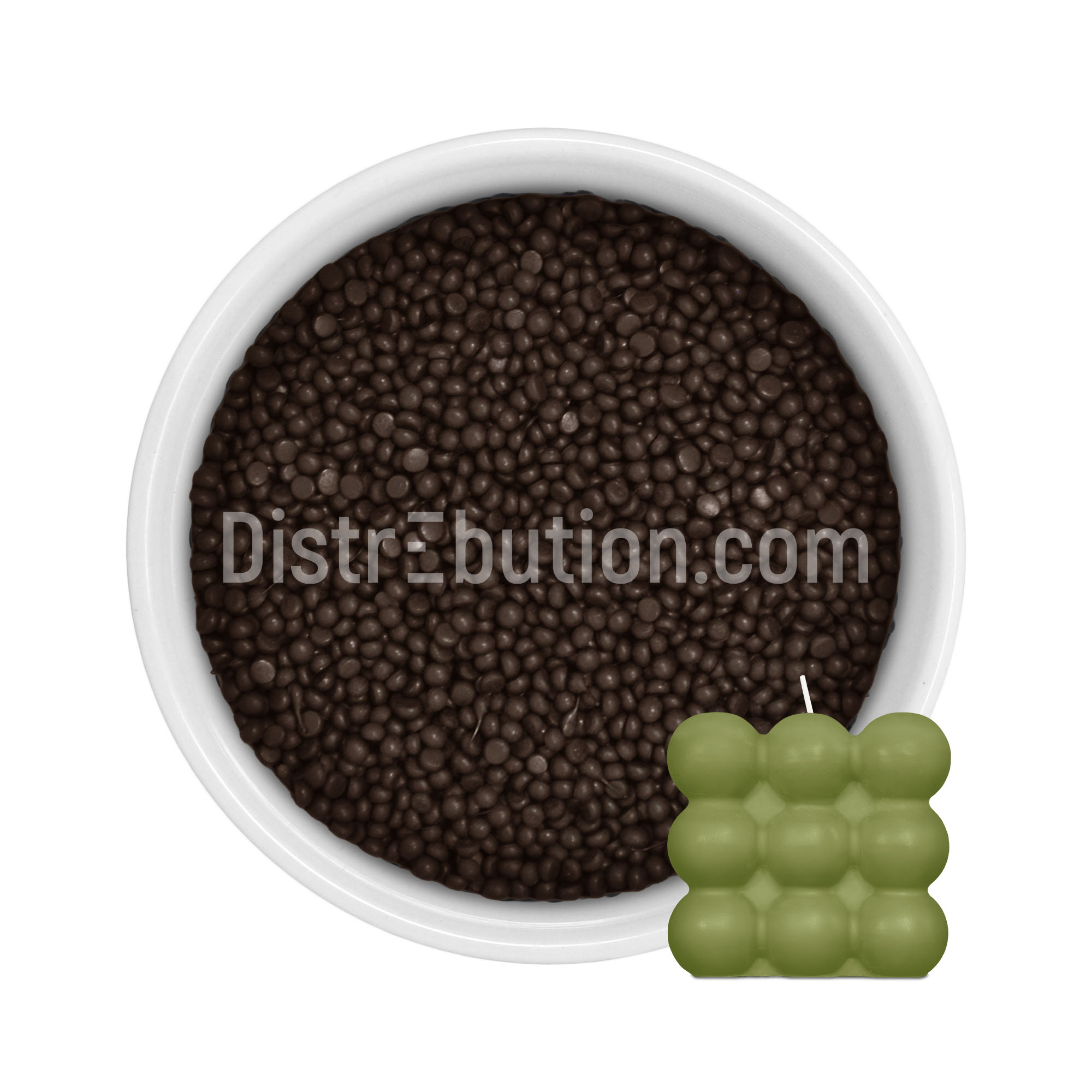 Olive Pastillen und Beispielkerze
