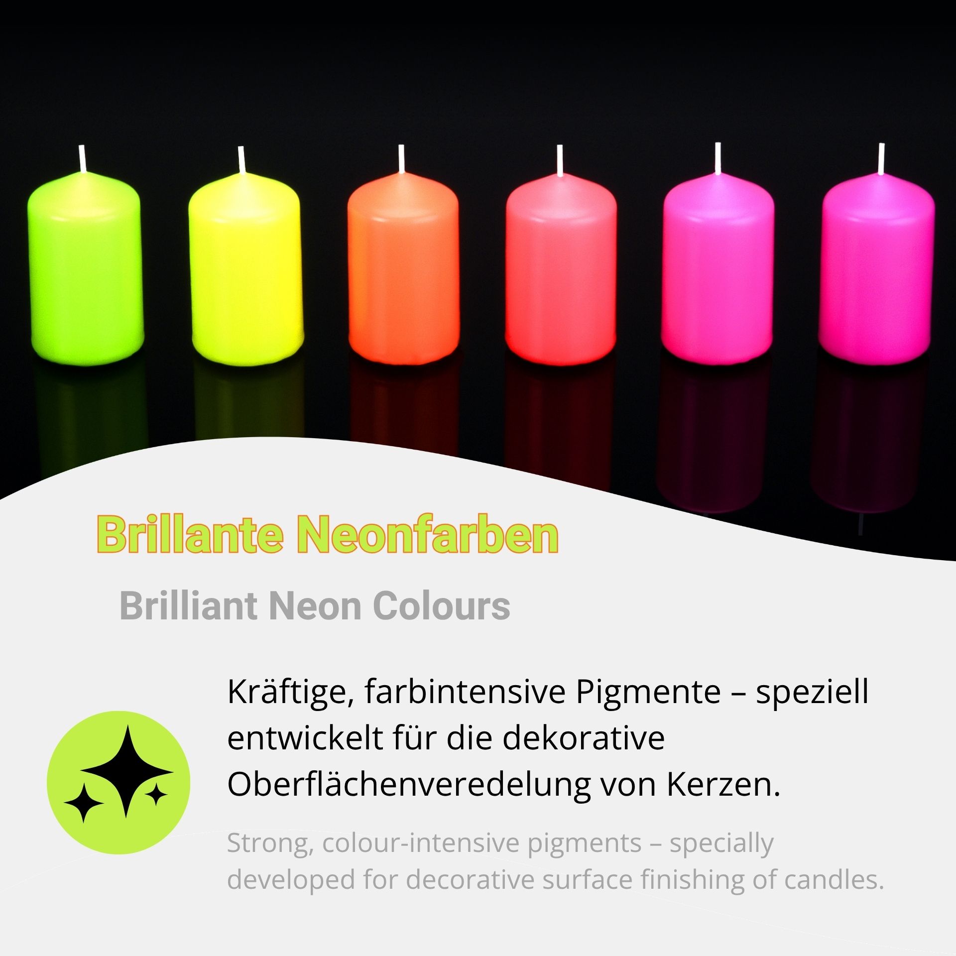Neon Kerzenfarben zum Tauchen