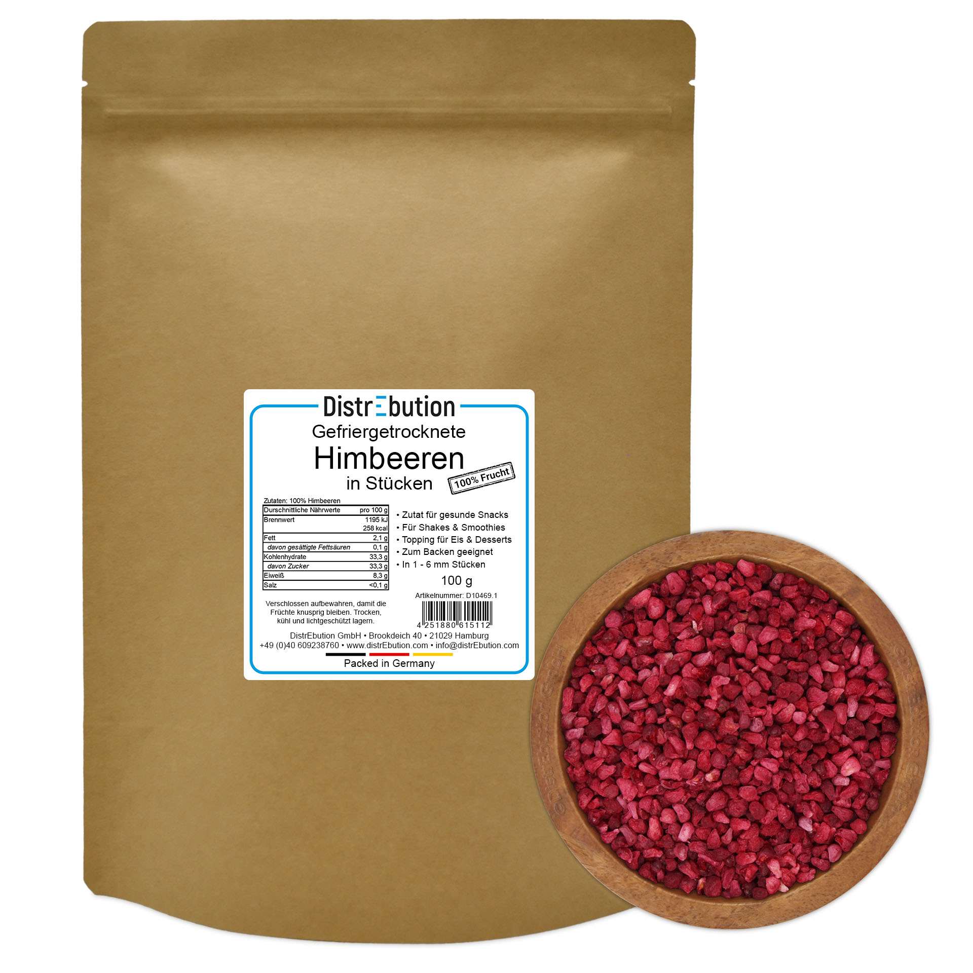 Gefriergetrocknete Himbeeren