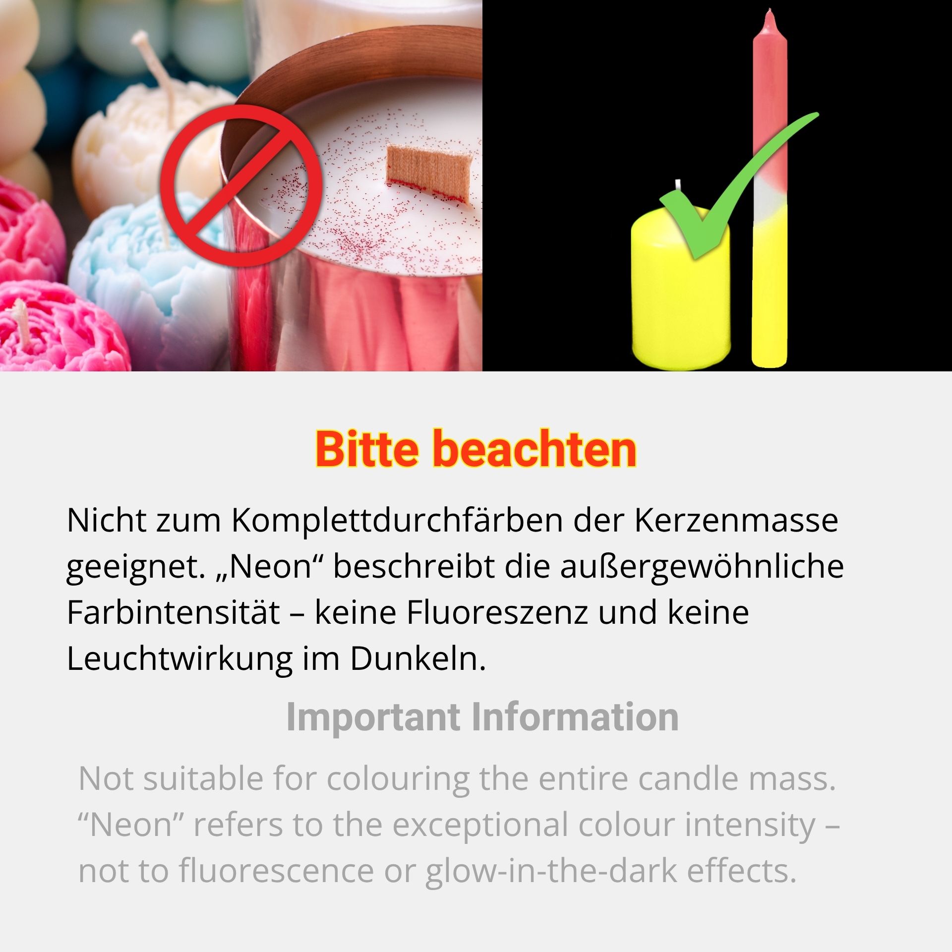 Neon Kerzenfarben zum Tauchen
