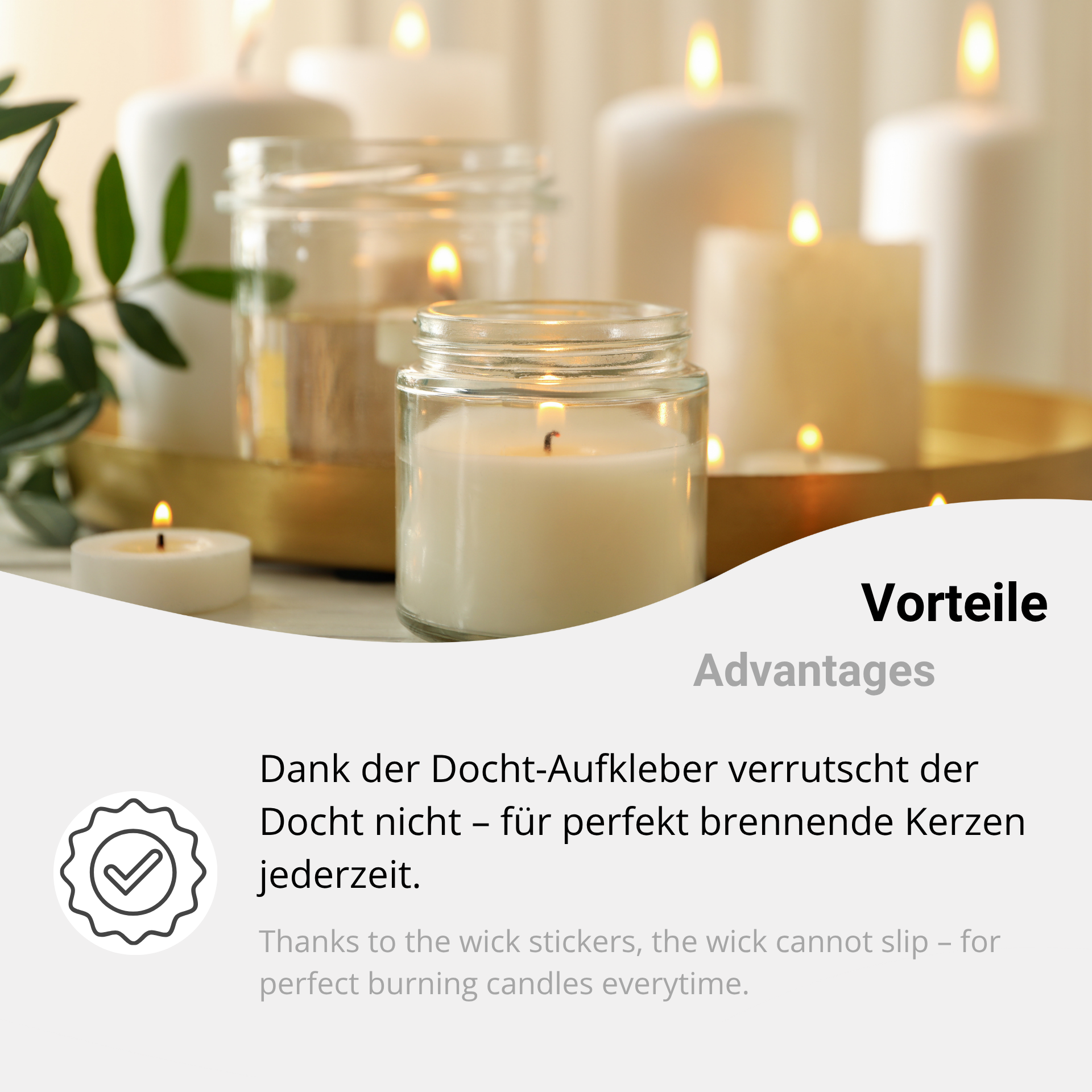 Klebepunkte für Kerzendochte – 20er-Set