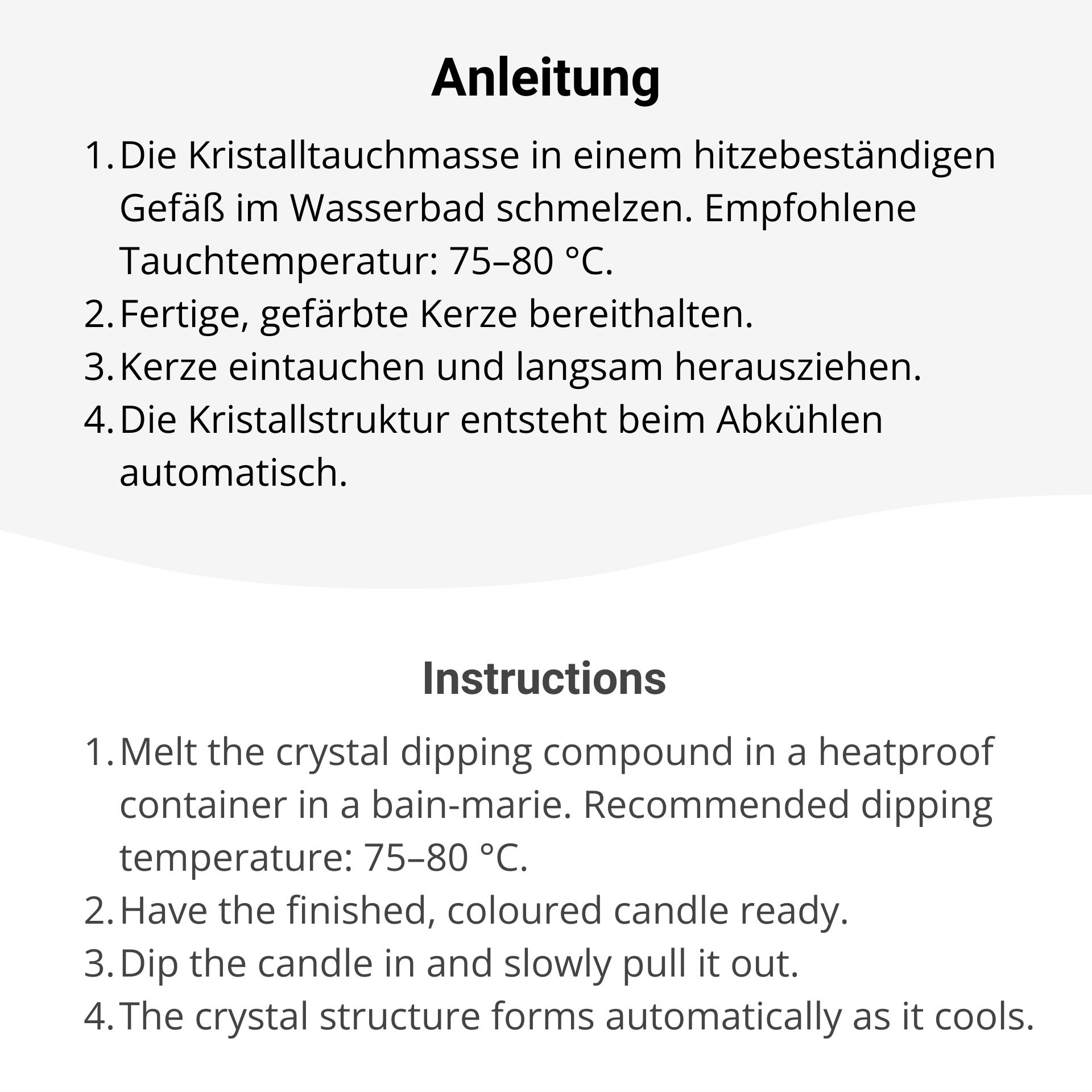 Kristalltauchmasse, Eiskristall-Tauchwachs für Kerzen