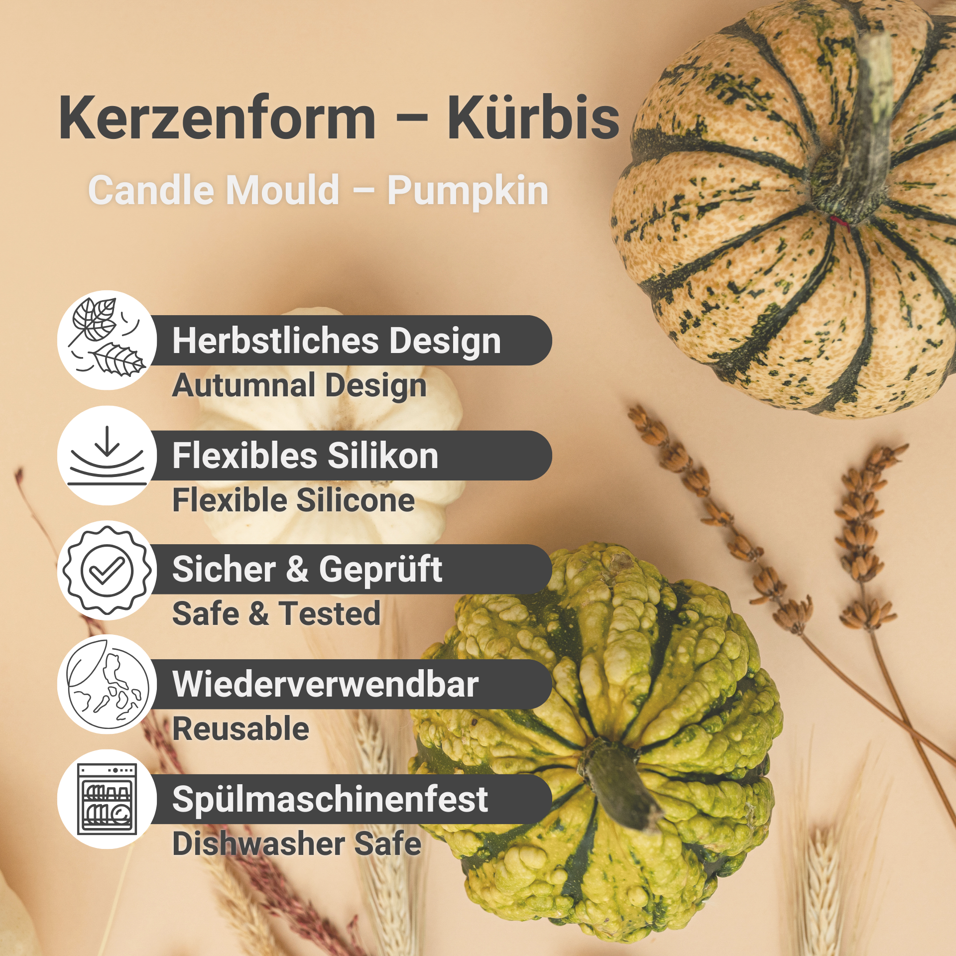 Vorteile von unserer Kerzenform Kürbis