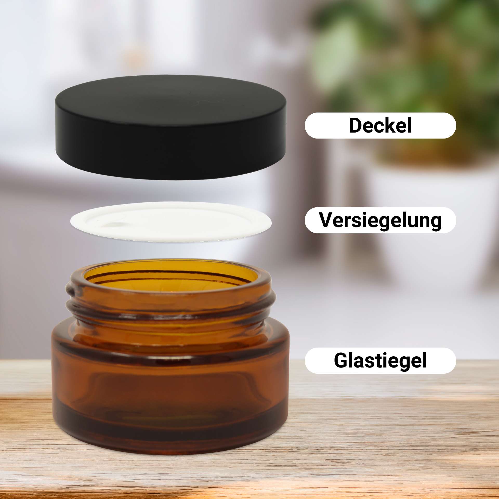 Cremetiegel mit schwarzem Deckel 20 ml