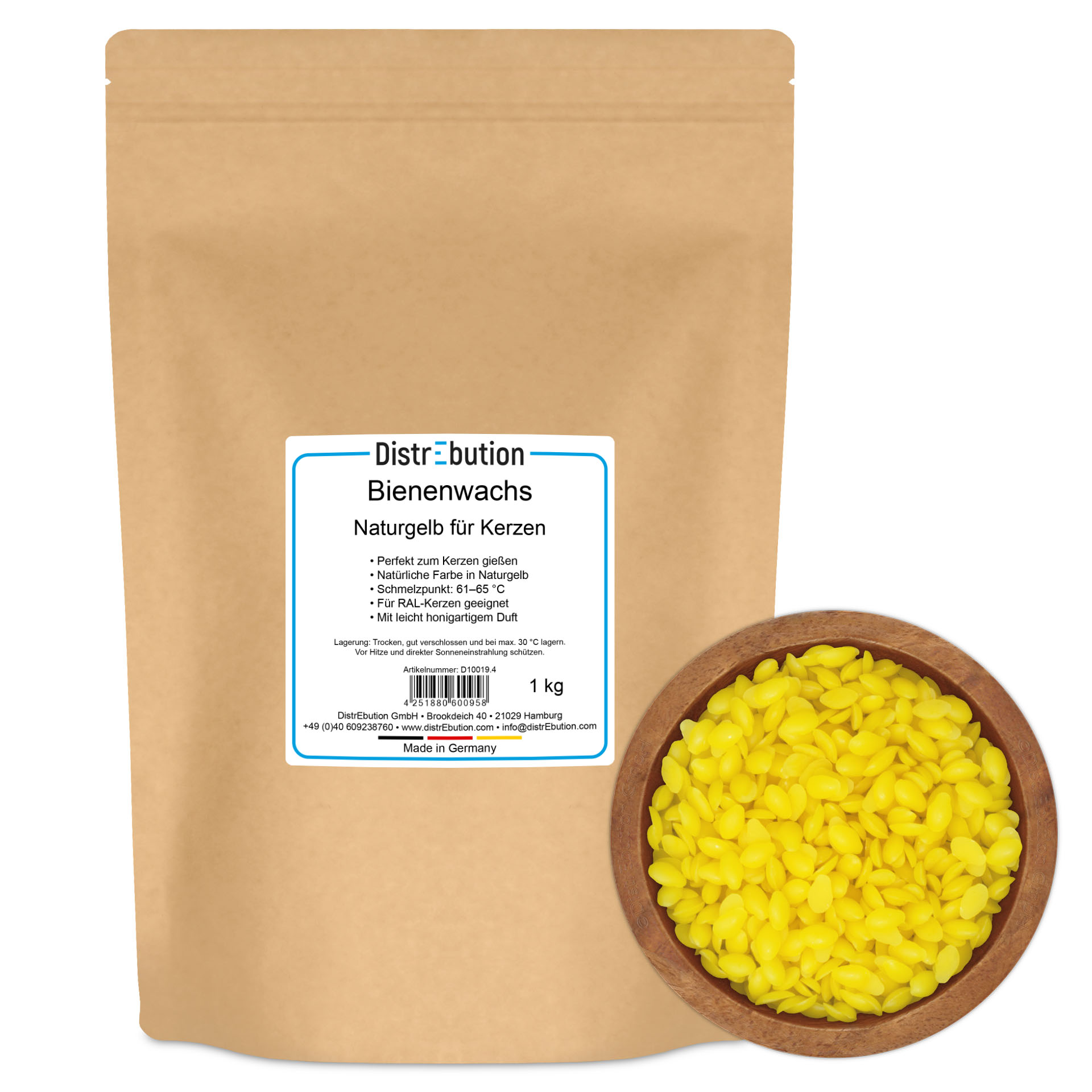 Naturgelbe Bienenwachs-Pastillen für Kerzen (RAL)