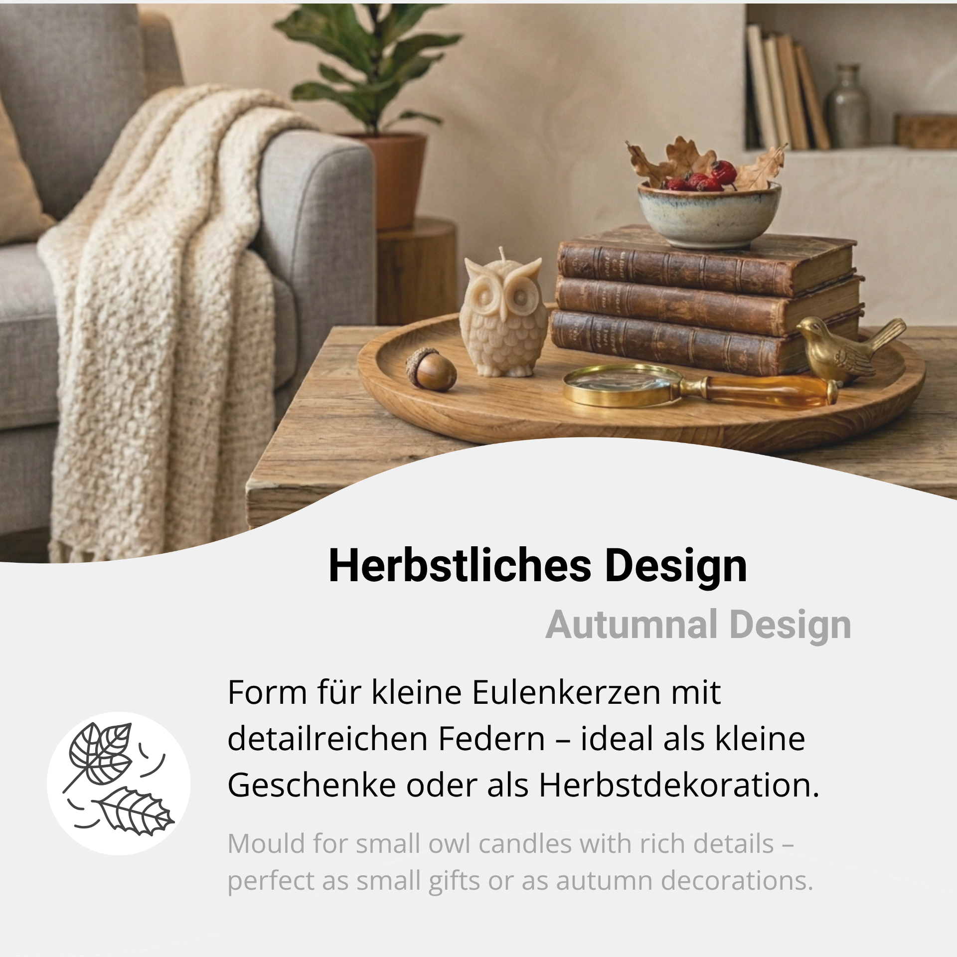Kerzenform mit herbstlichem Design