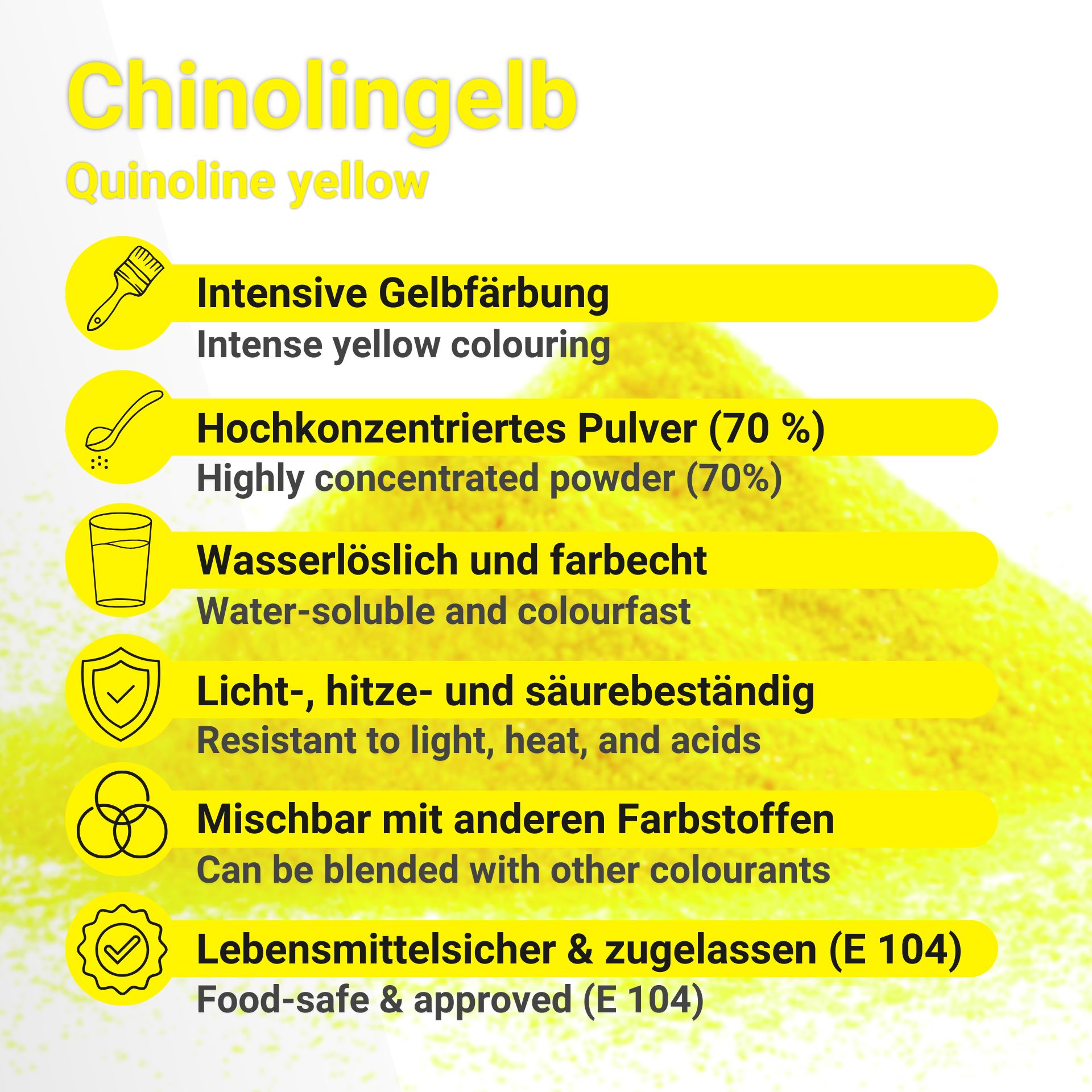 Quinoline yellow food colouring yellow - E 104