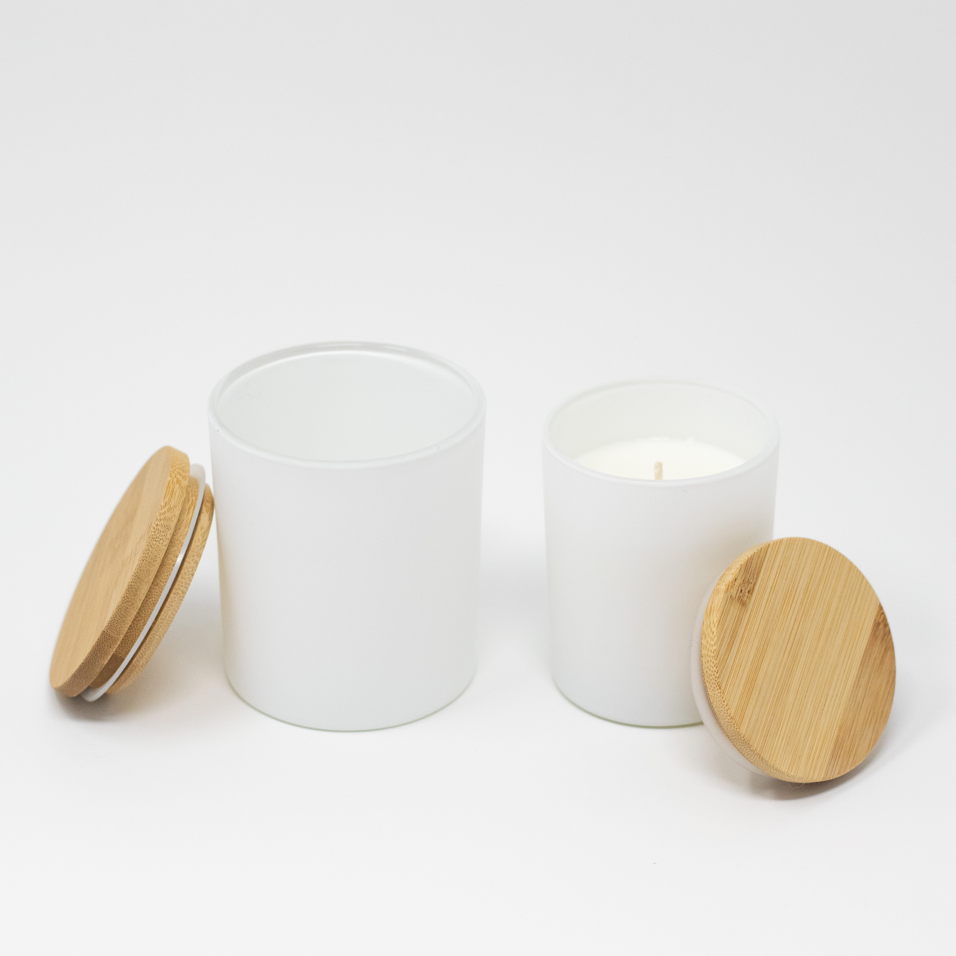 Glass Candle Jar White Matte 300 ml