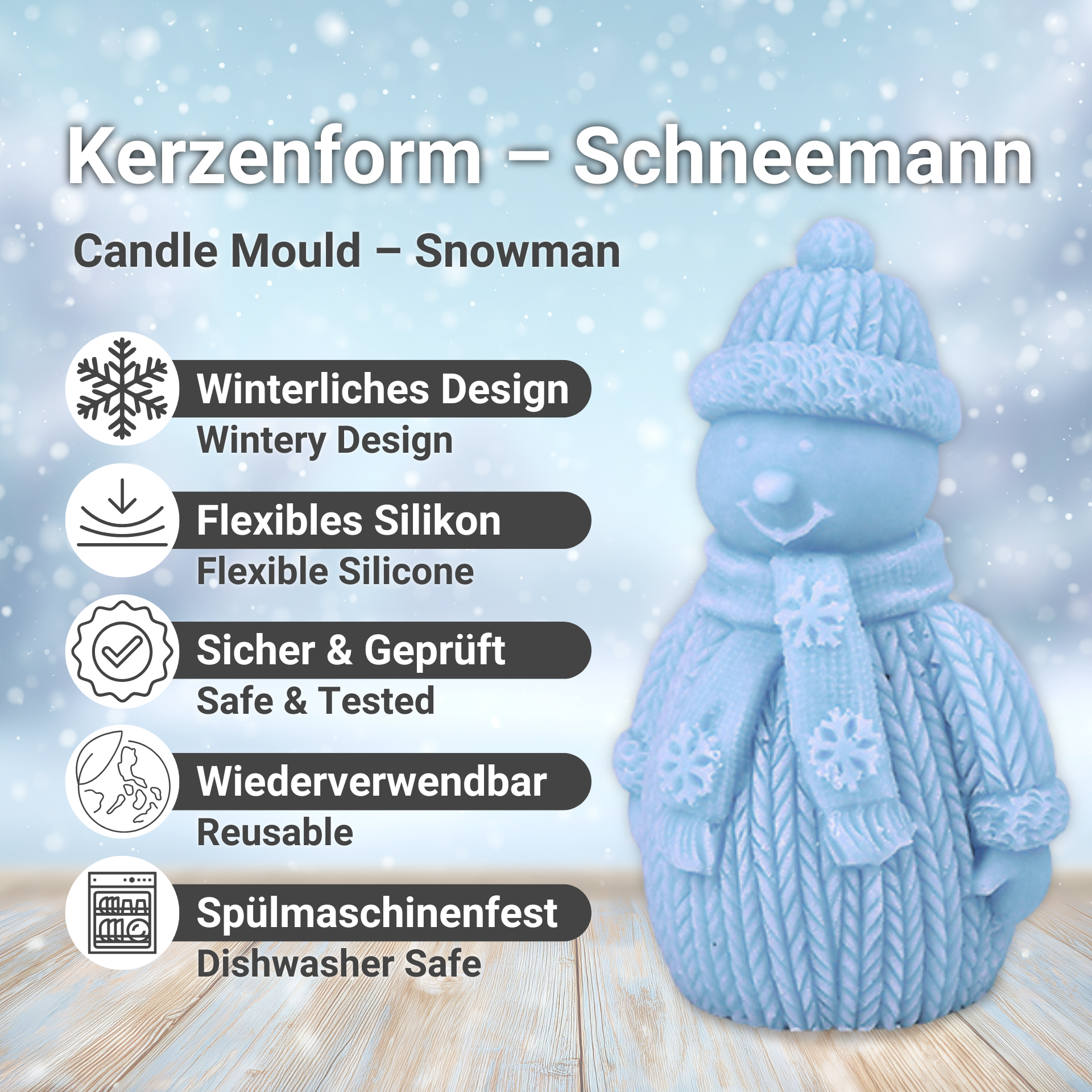 Kerzenform – Schneemann Vorteile