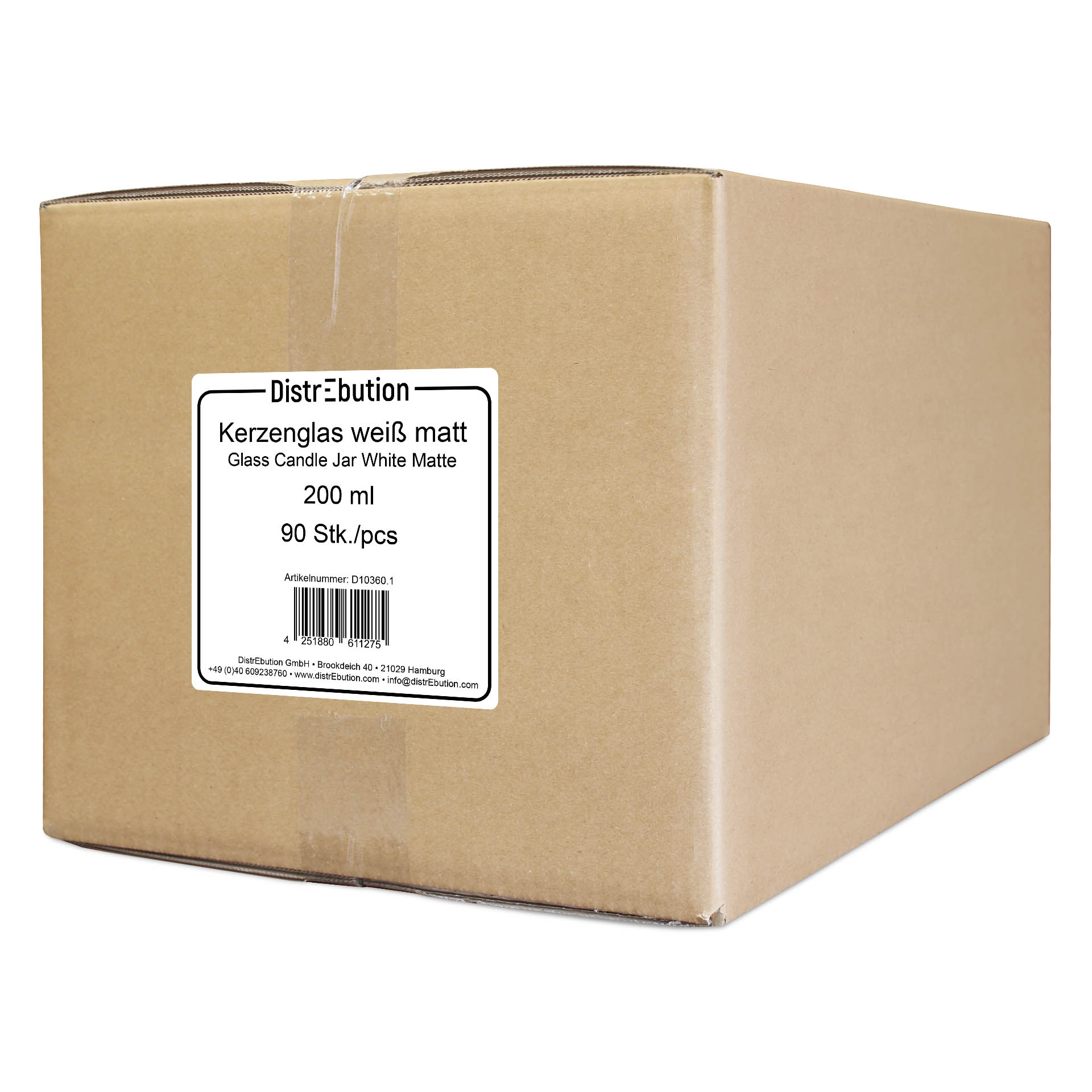 Kerzenglas weiß matt 200 ml 72 Stück