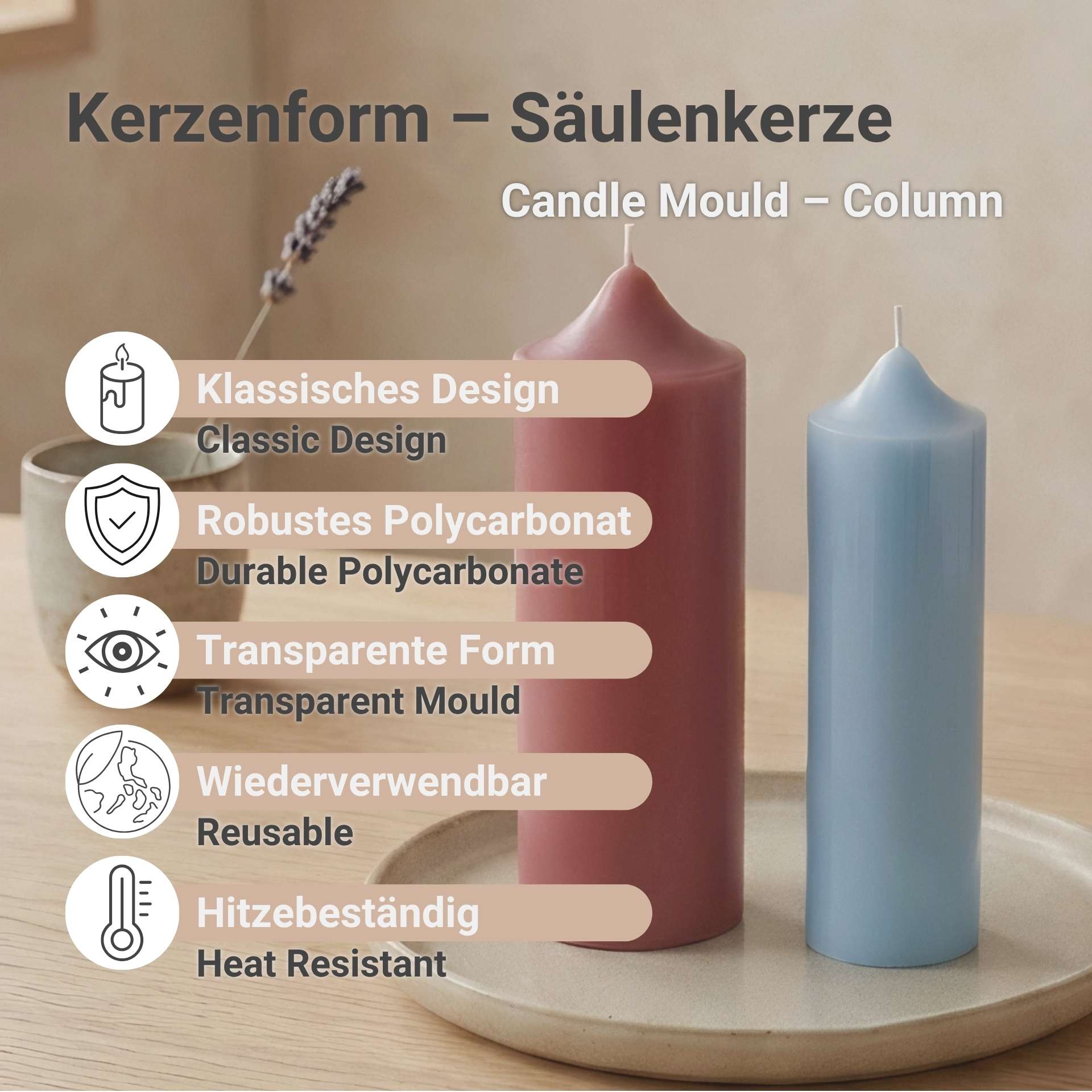Vorteile unserer Säulenkerze Kerzenform