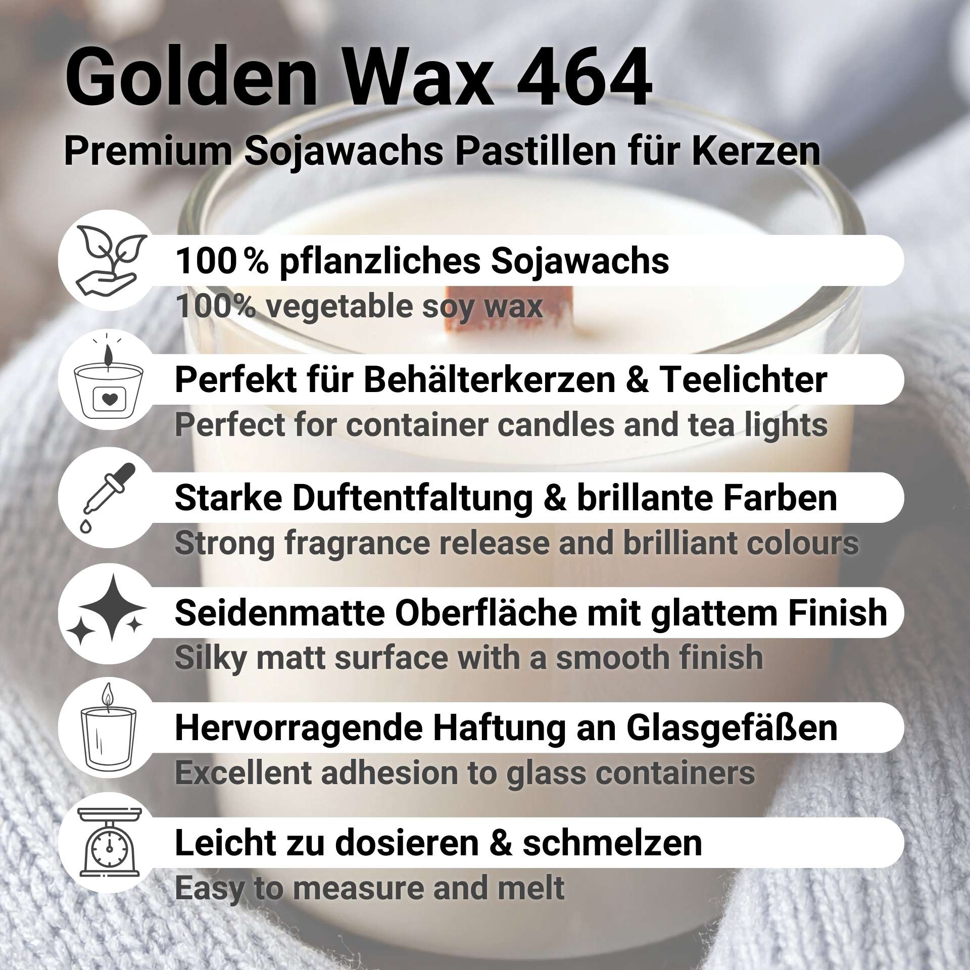 Golden Wax 464 - Premium Sojawachs Pastillen für Kerzen