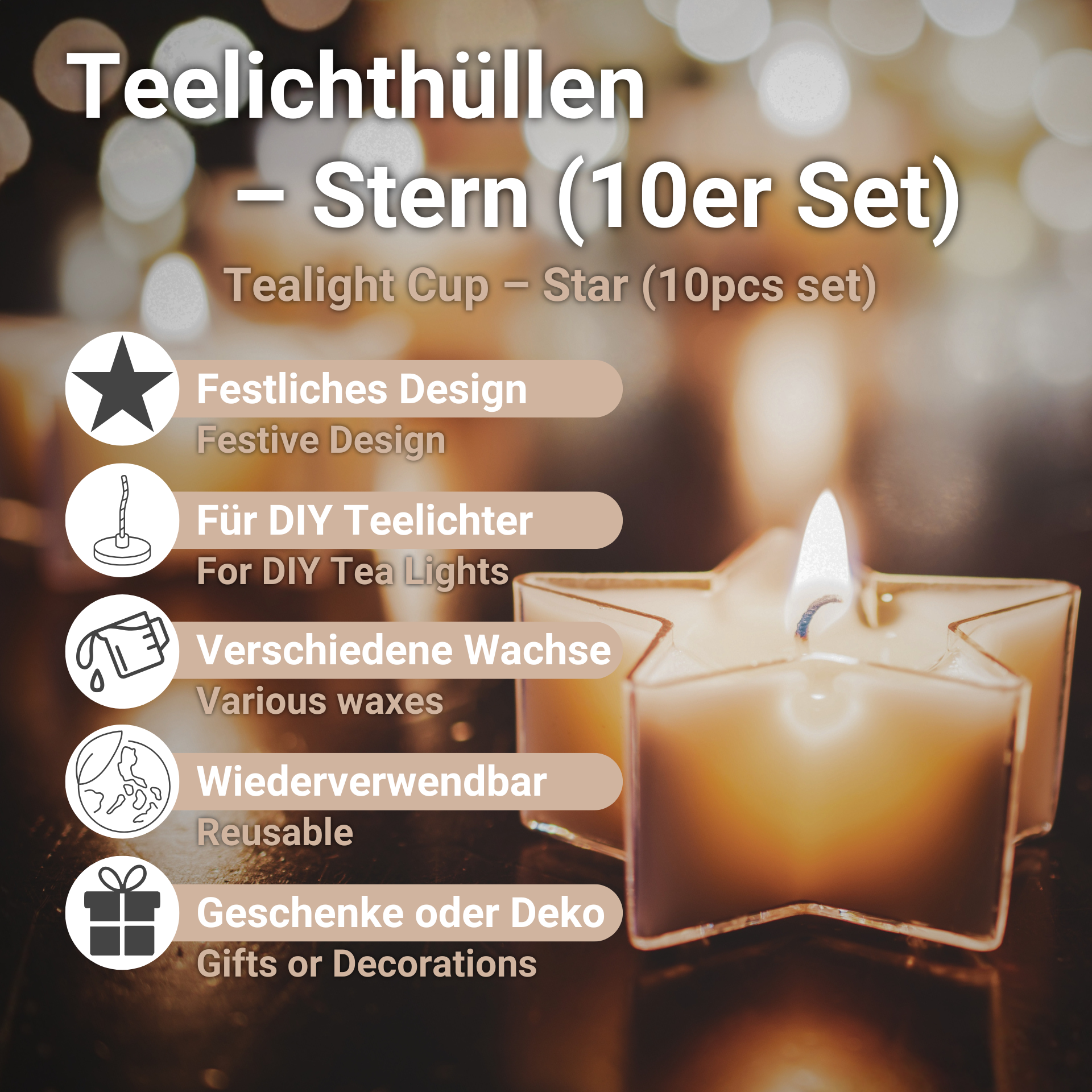Teelichthüllen – Stern (10er Set)