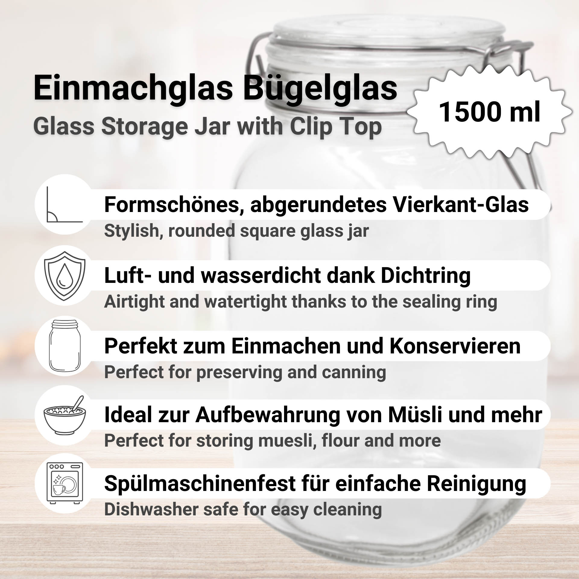 Einmachglas Bügelglas 1500 ml