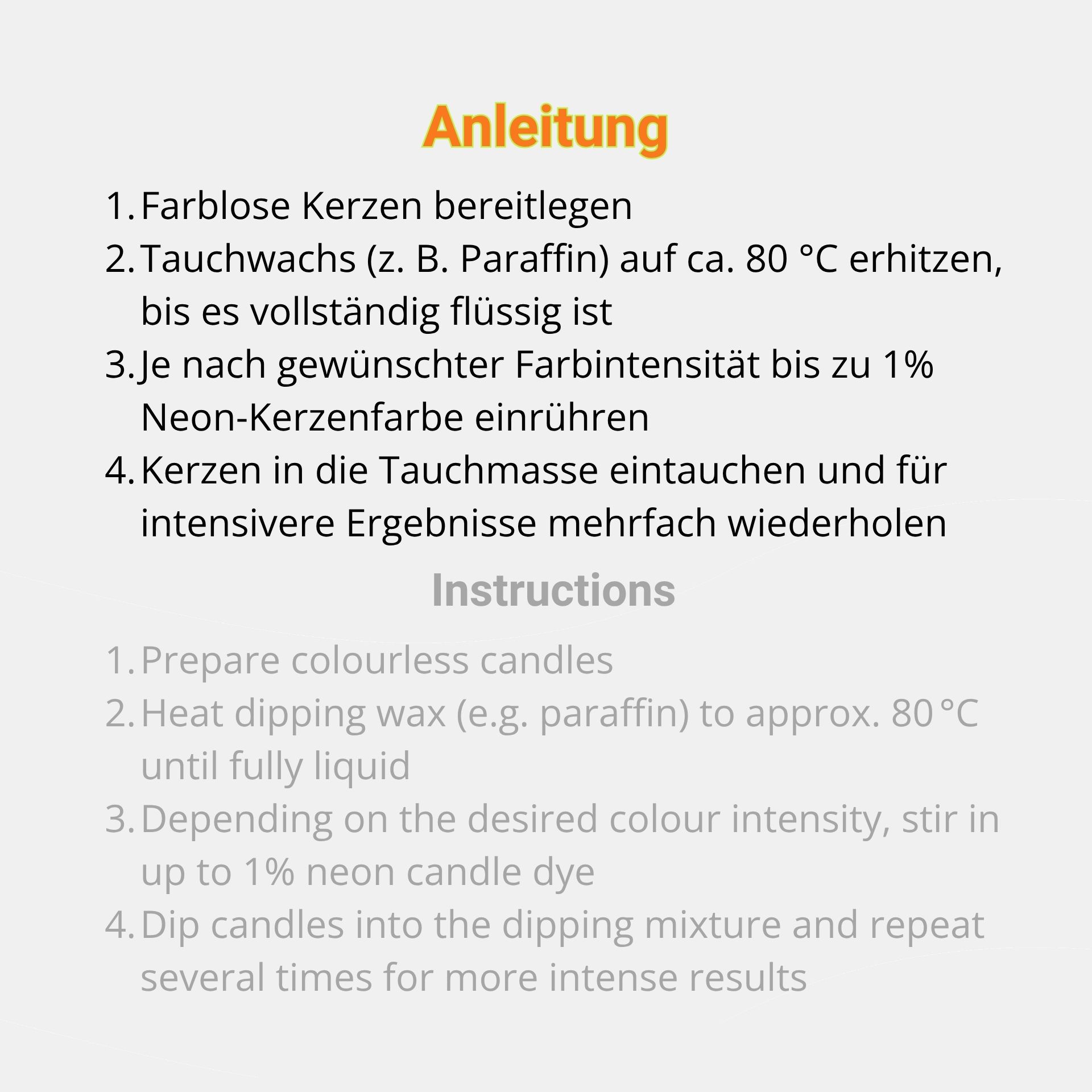 Neon Kerzenfarben zum Tauchen